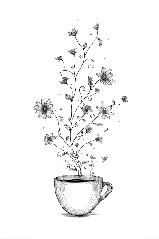 Tiny Wildflower Teacup Tattoo Idea