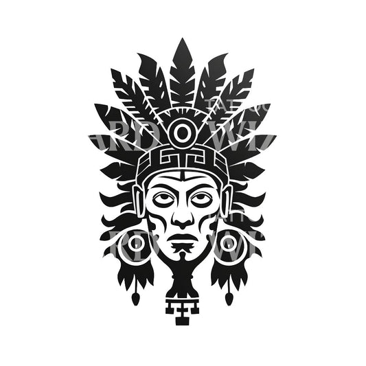 Minimalist Maya Mask Tattoo Design