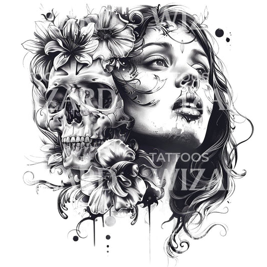 Youth and Death Allegory Tattoo Design