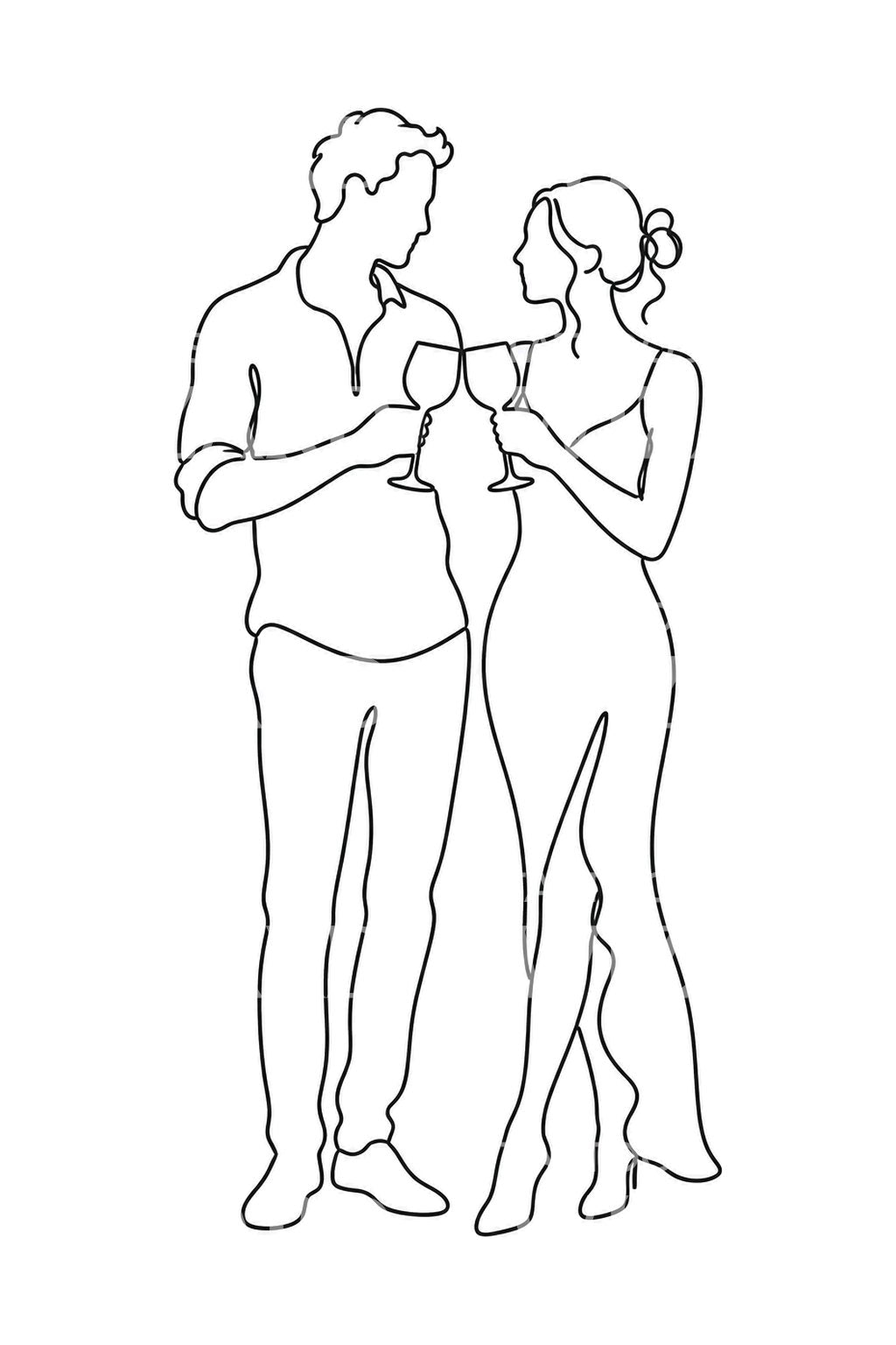 Toasting with Two Glasses Tattoo Design