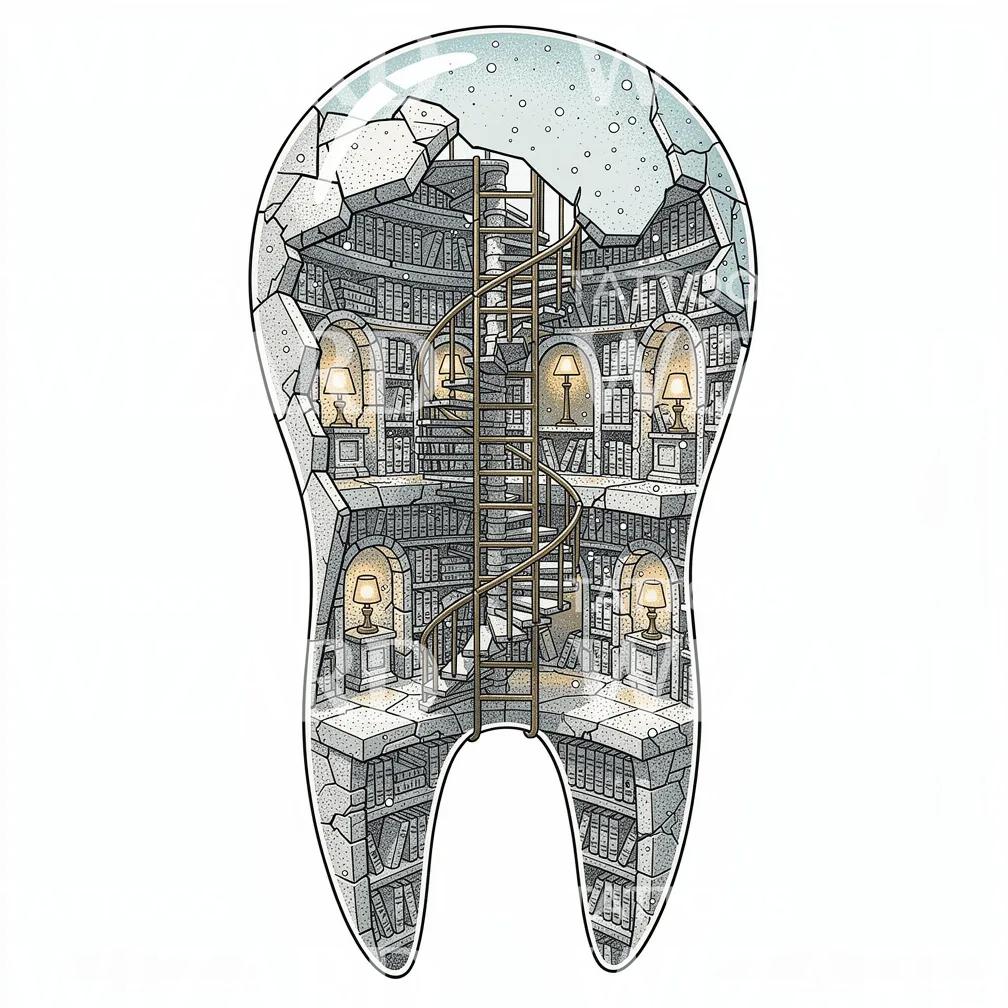 Tooth Library Staircase Tattoo Design