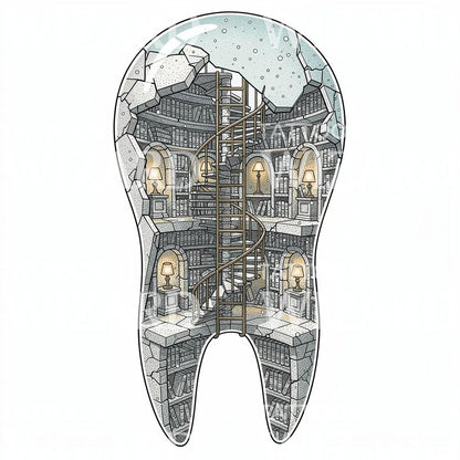 Tooth Library Staircase Tattoo Design