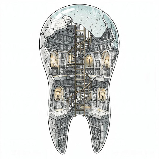 Tooth Library Staircase Tattoo Design