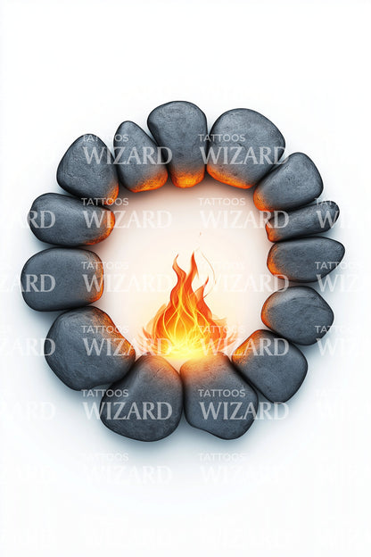 Top View Firepit Tattoo Design