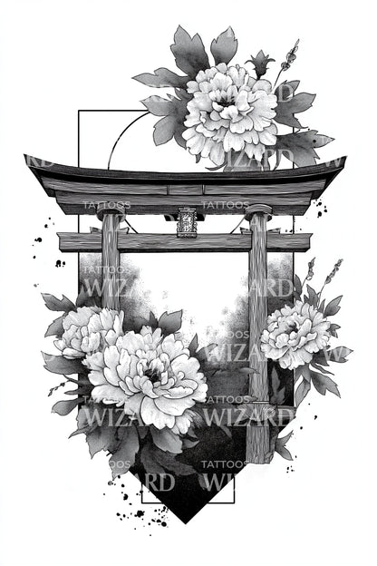 Torii Chrysanthemum Gate Tattoo Design