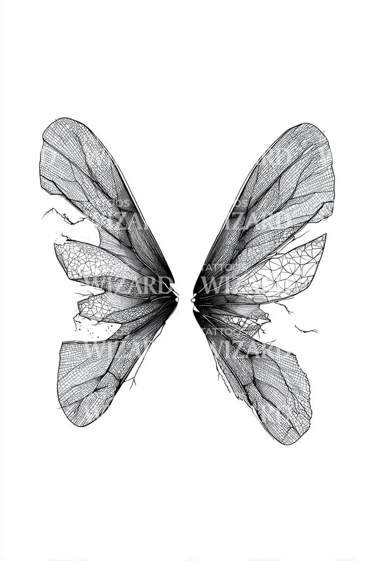 Illustrazione Tatuaggio Ali di Farfalla Strappate