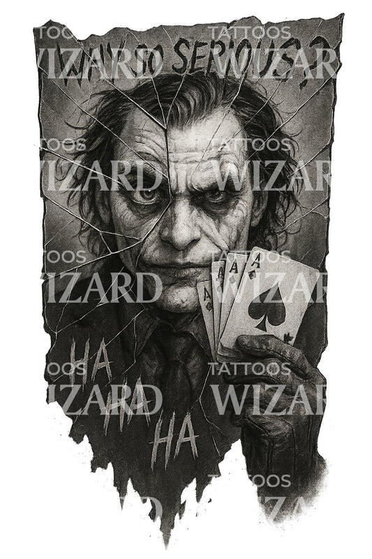 Torn Joker Laughter Tattoo Design