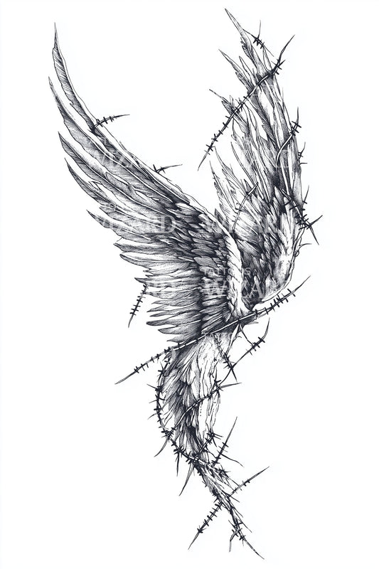 Torn Wing Sketch Tattoo Design