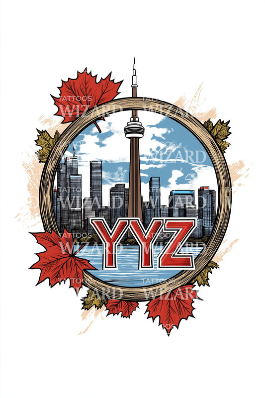 Toronto City Emblem YYZ Tattoo Illustration