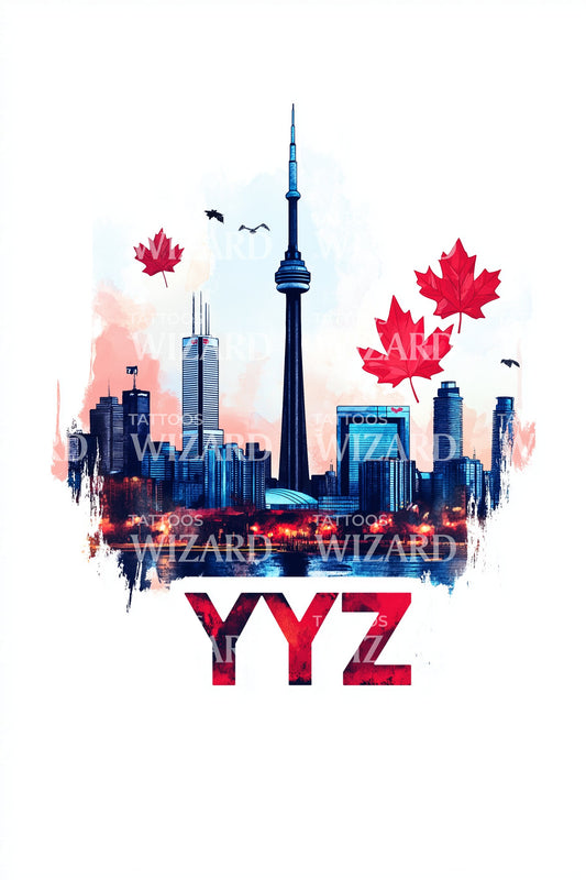 Toronto Skyline YYZ Tattoo Design