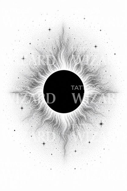 Total Solar Eclipse Tattoo Design