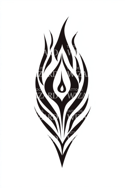 Totemic Flame Drop Tattoo Illustration