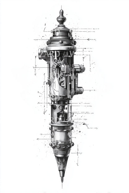 Tower Gear Blossom Tattoo Illustration