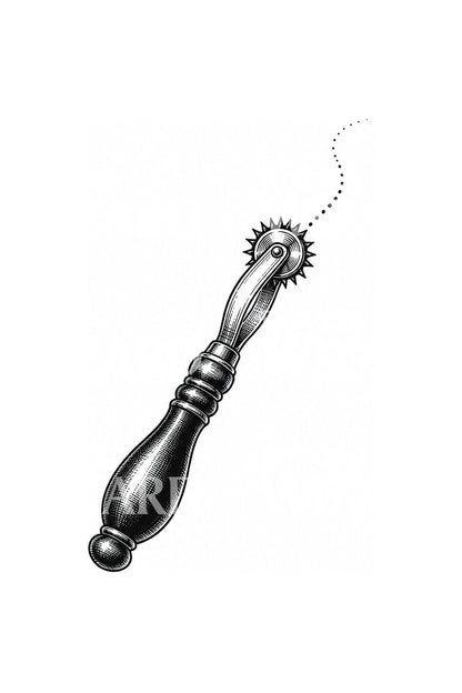 Tracing Wheel Dotted Trail Tattoo Idea
