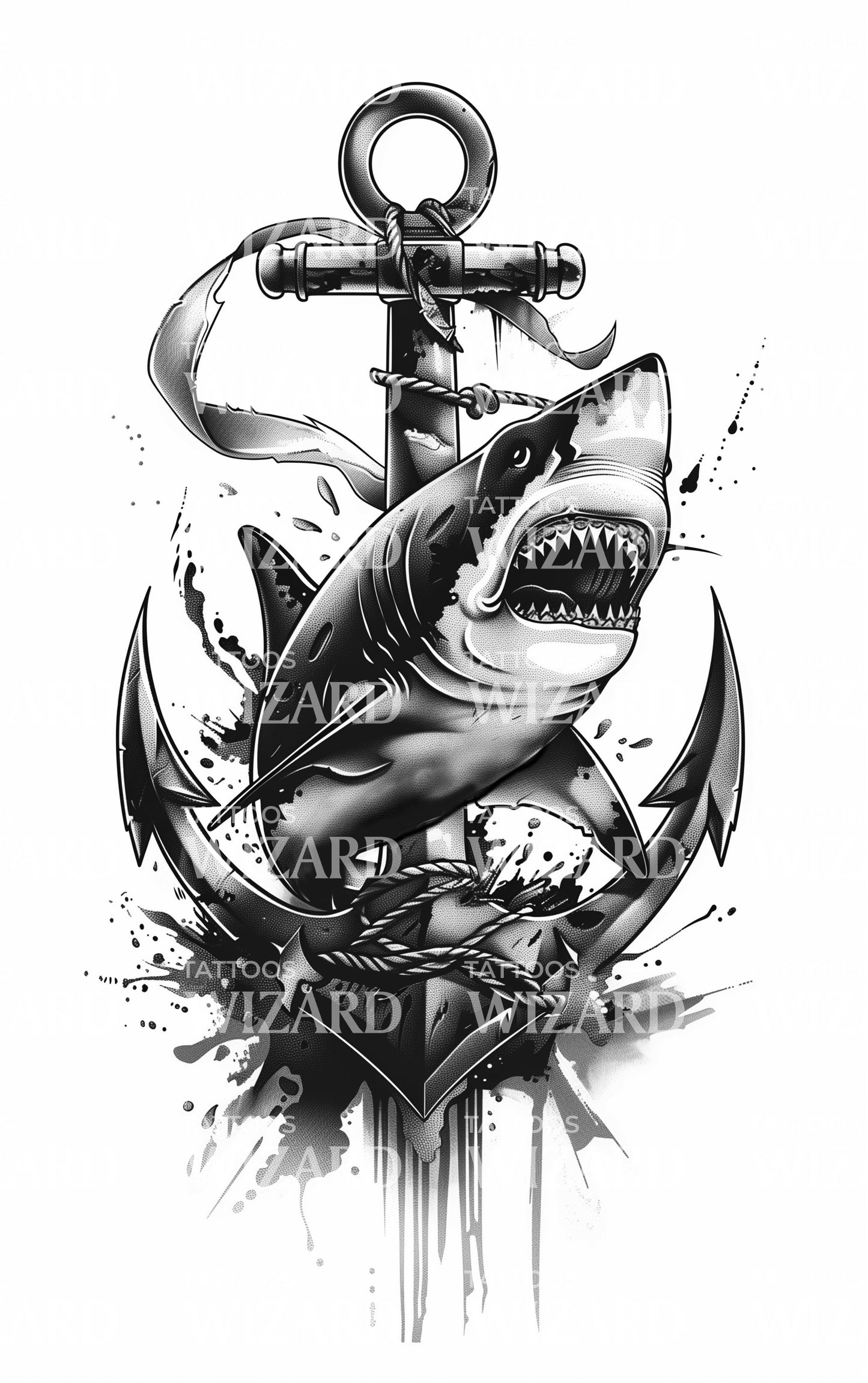 Traditional Americana Shark Tattoo Design