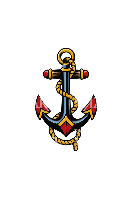Tatuaggio tradizionale ancora con corda