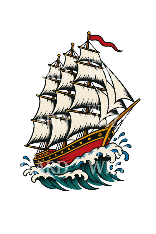 Traditioneel tattoo-idee van een clipper