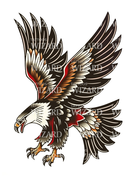 Traditional Eagle Flying Tattoo Idea