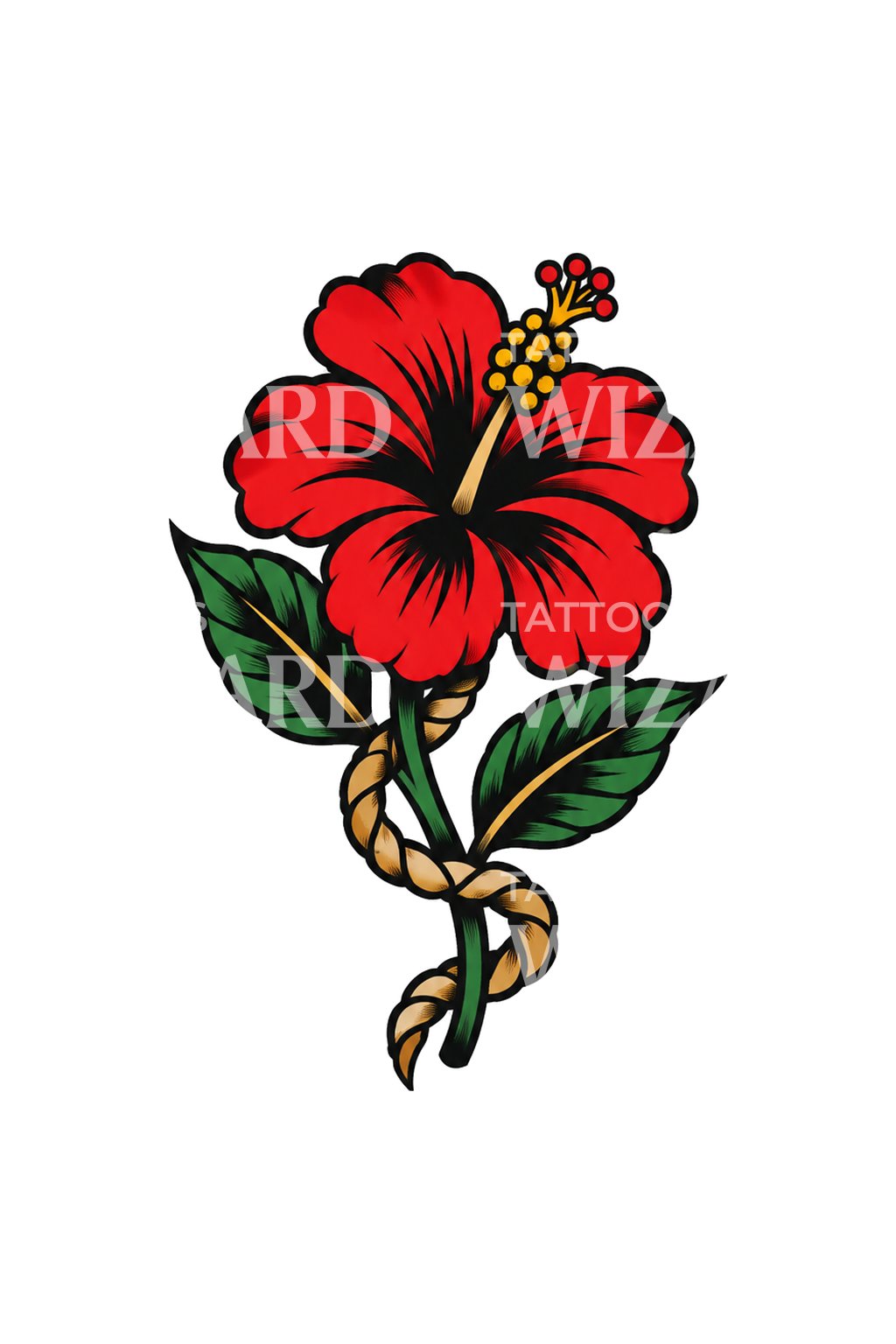 Gepunkteter Hibiskus vor der Sonne | Tattoo Design