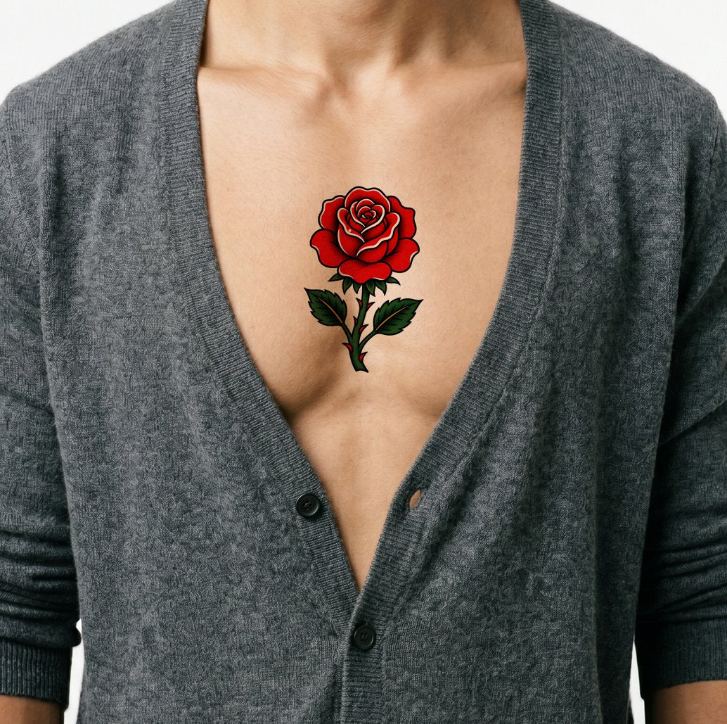 Traditional Rose Tattoo Design