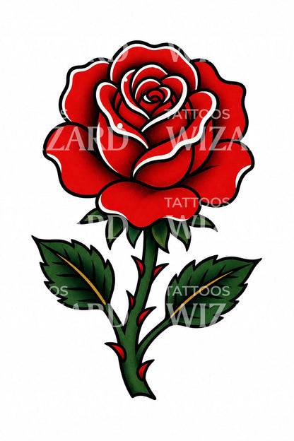 Traditional Rose Tattoo Design