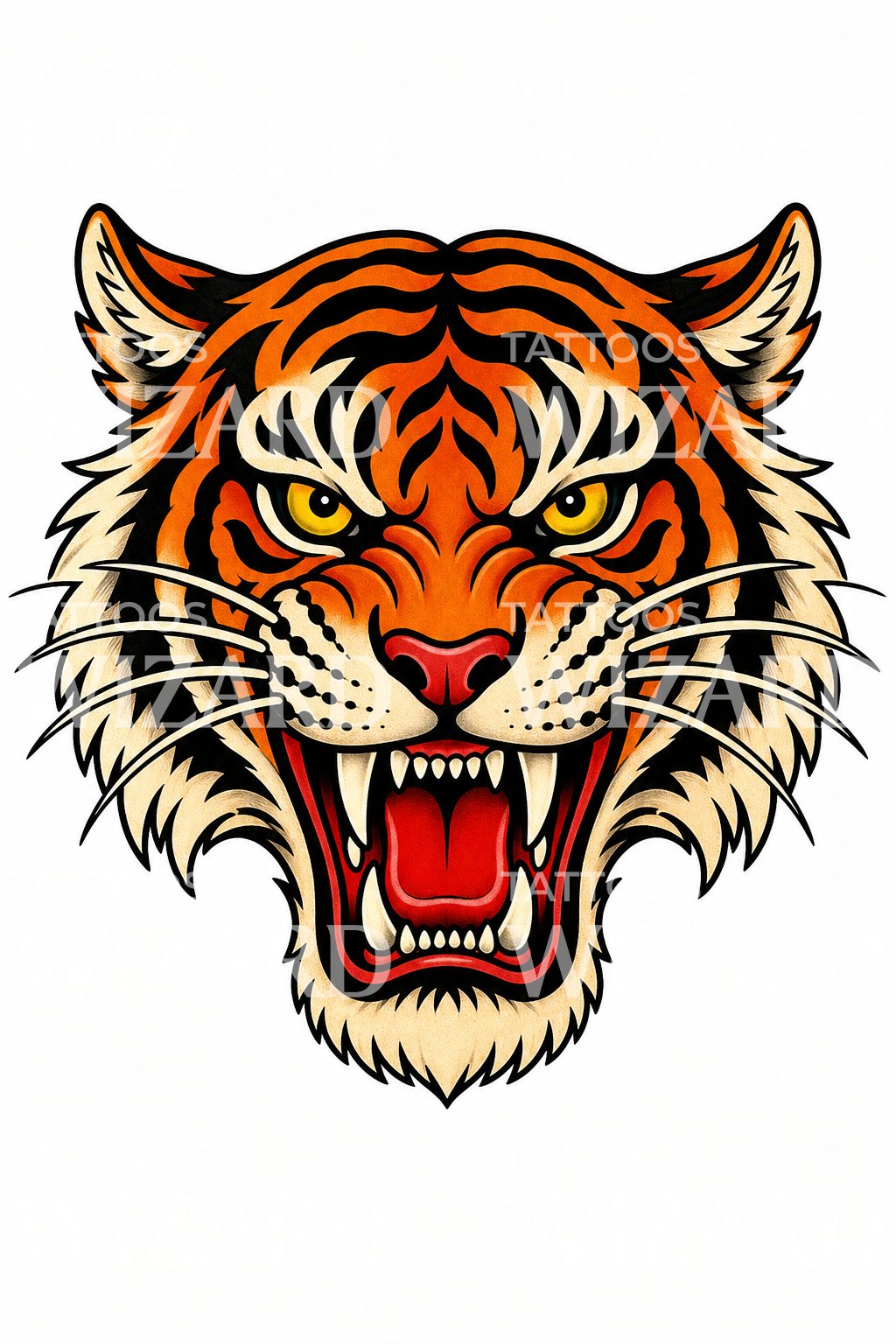 Traditional Tiger Head Tattoo Design