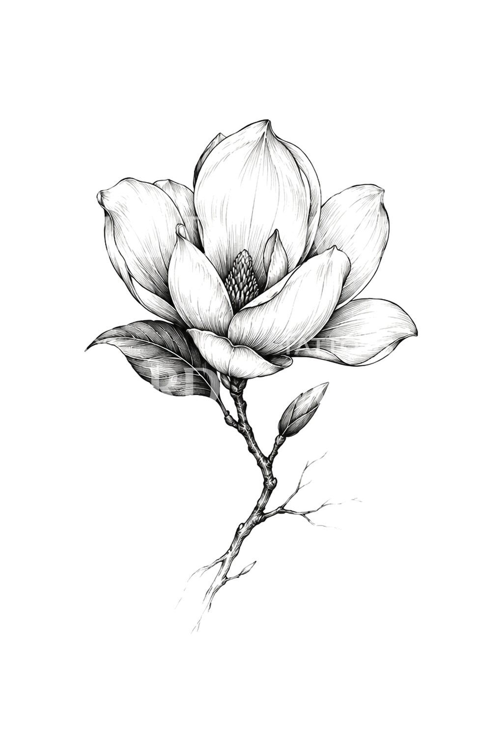 Tatoveringsidé med en magnolie, der toner ud i minder
