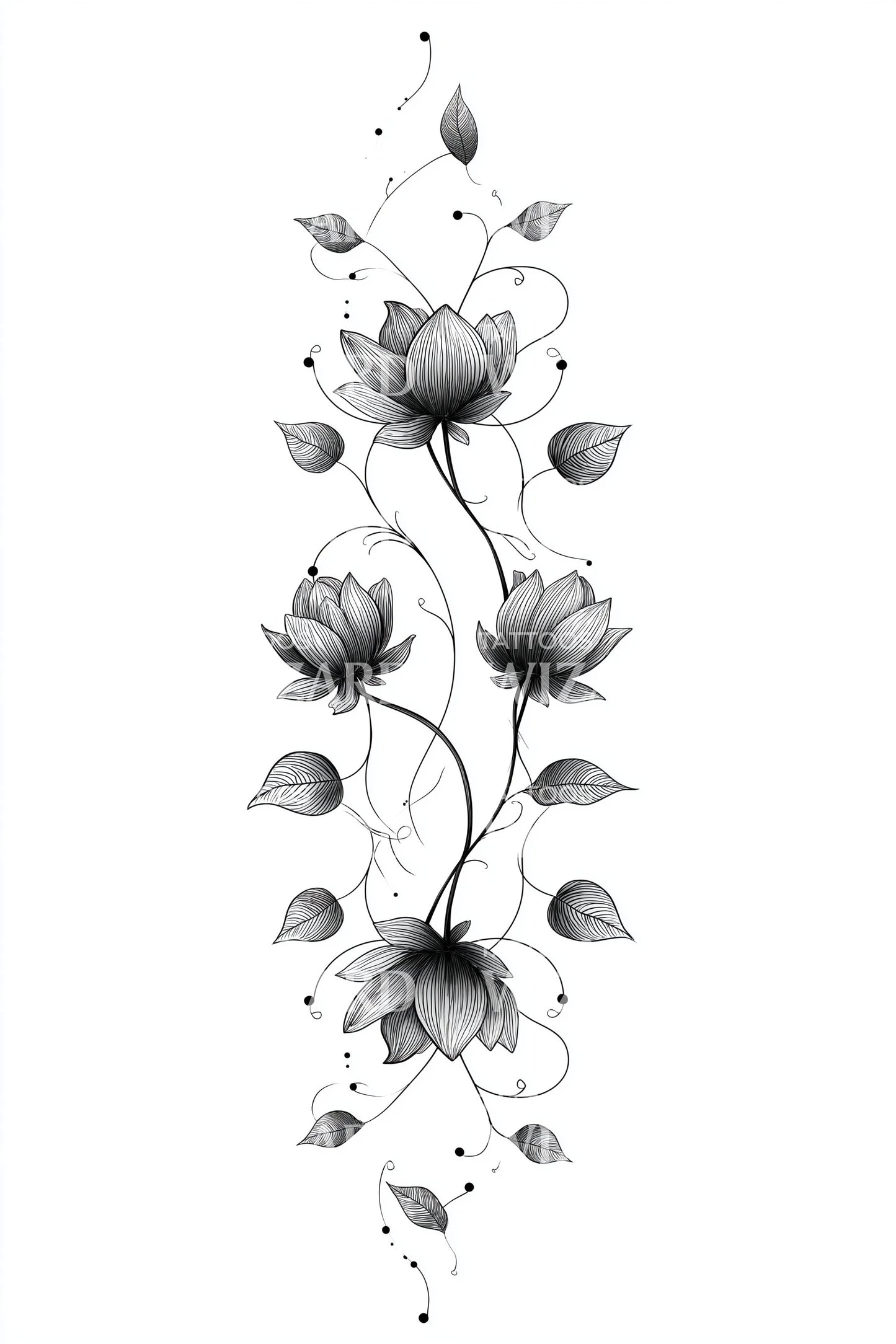 Trailing Rose Vine Tattoo Design