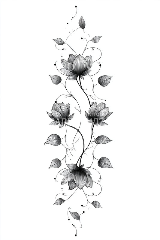 Trailing Rose Vine Tattoo Design
