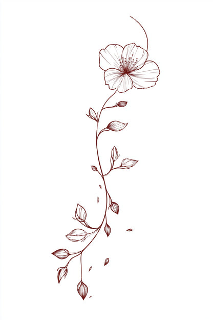Trailing Wildflower Vine Tattoo Design
