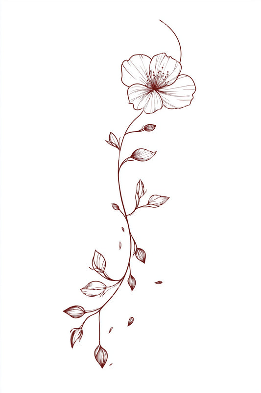 Trailing Wildflower Vine Tattoo Design