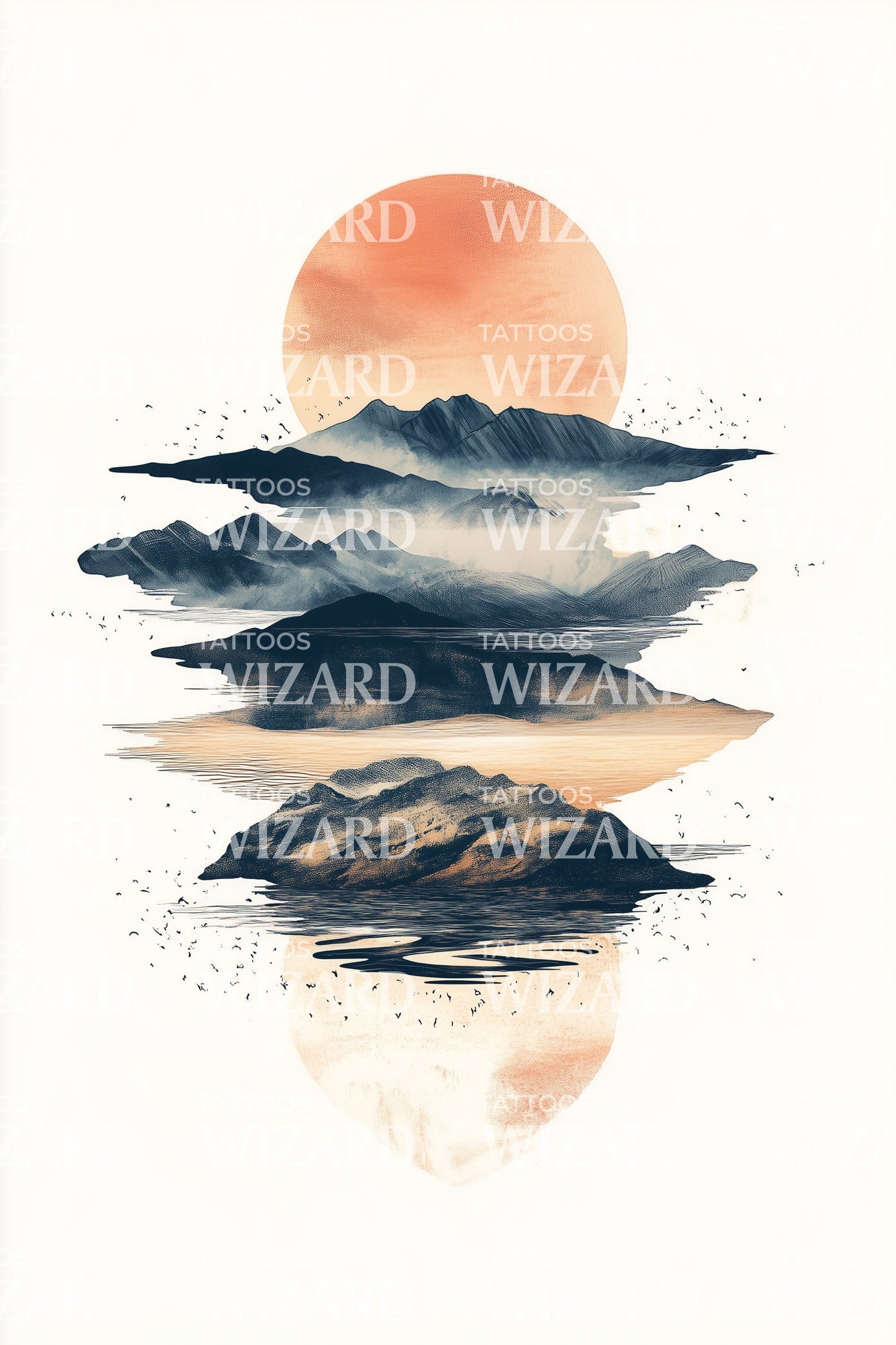 Tranquil Sunset Isles Tattoo Design