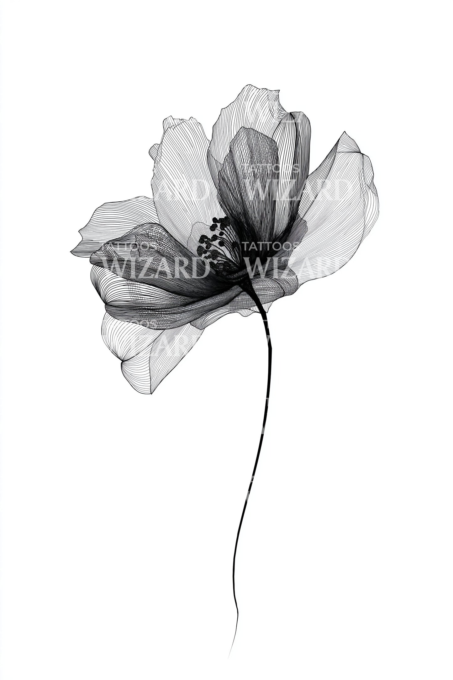 Translucent Poppy Petal Tattoo Design