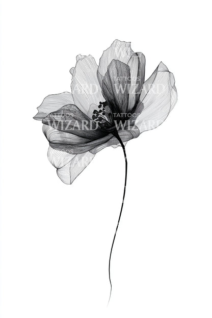 Translucent Poppy Petal Tattoo Design