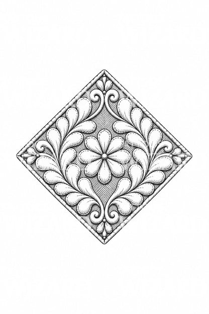 Design de tatuagem de coroa de penas acolchoada em trapunto