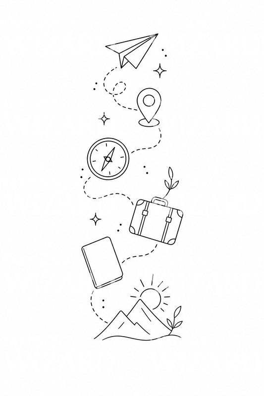Travel Icons Flash Tattoo Design