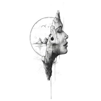 Traveling Mind Dotwork Tattoo Design