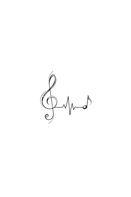 Treble Clef Heartbeat Line Tattoo