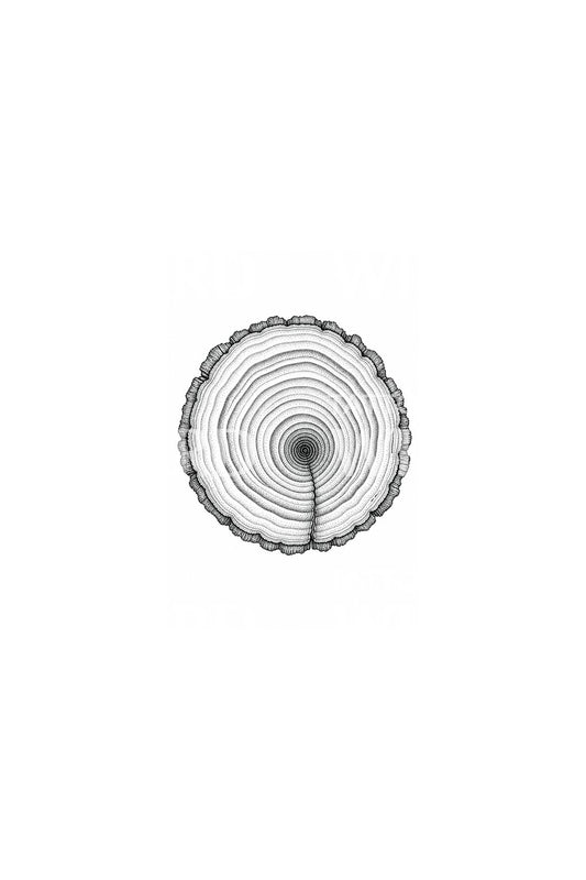 Design per tatuaggio dotwork degli anelli di crescita di un albero