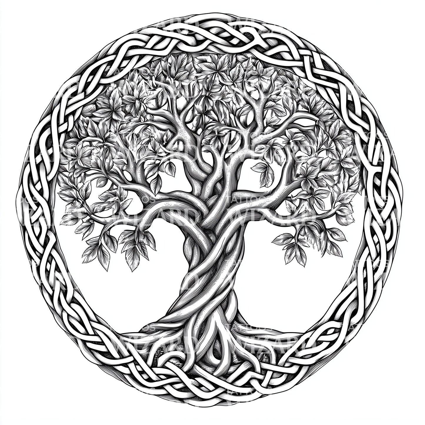 Tree of Life with Celtic Knot Tattoo Design