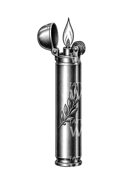 Tattoo-Design eines Trench-Art-Patronenfeuerzeugs