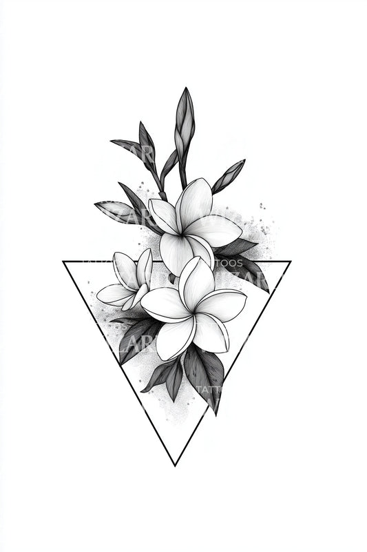 Driehoek Jasmijn Accent Tatoeage Ontwerp