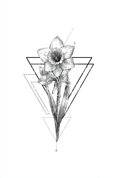 Ideia de Tatuagem de Narciso em Fio Triangular