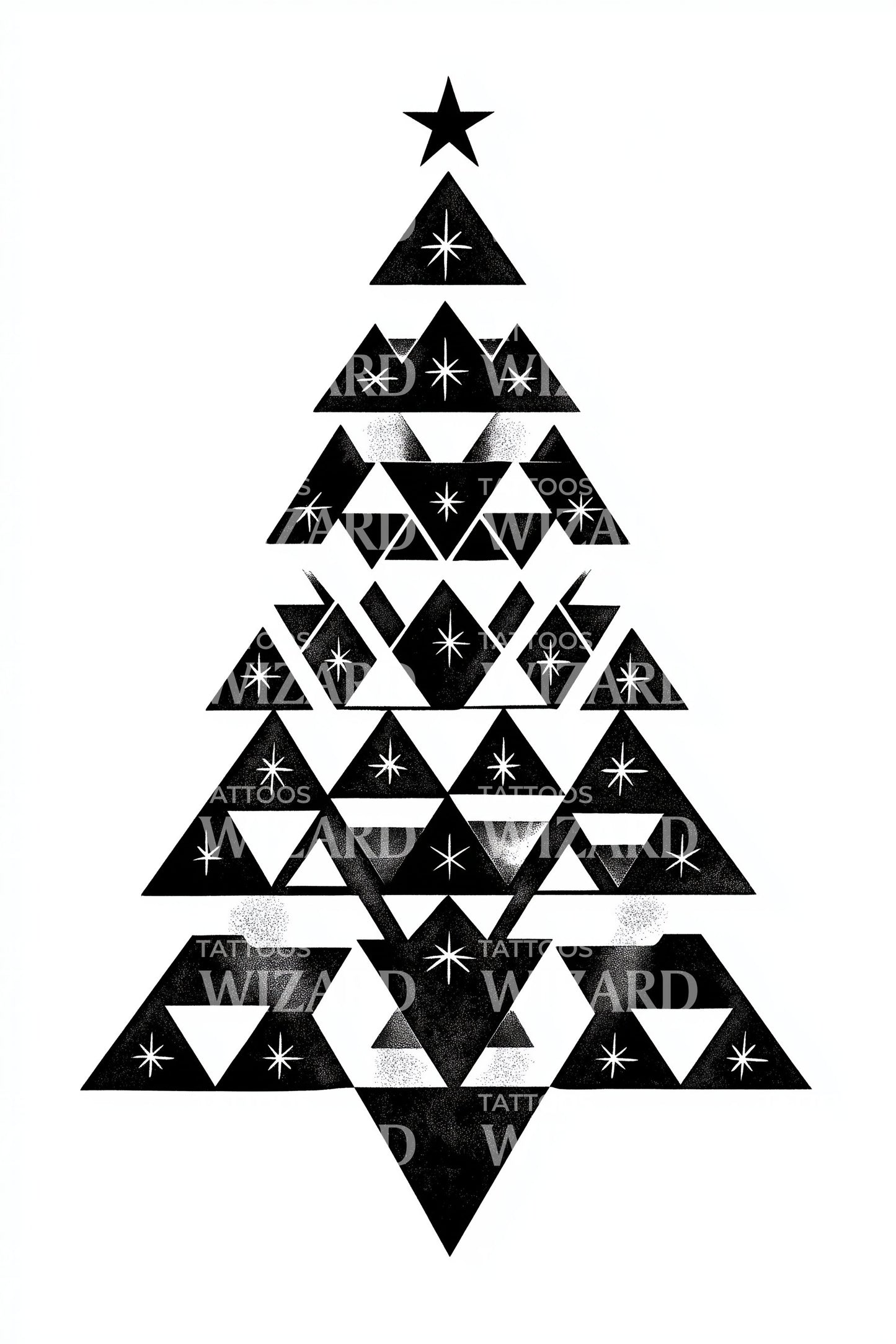 Triangular Pattern Christmas Tree Tattoo Design