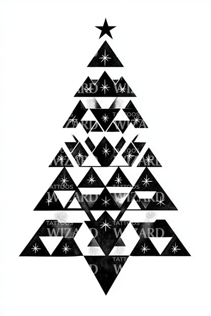 Triangular Pattern Christmas Tree Tattoo Design