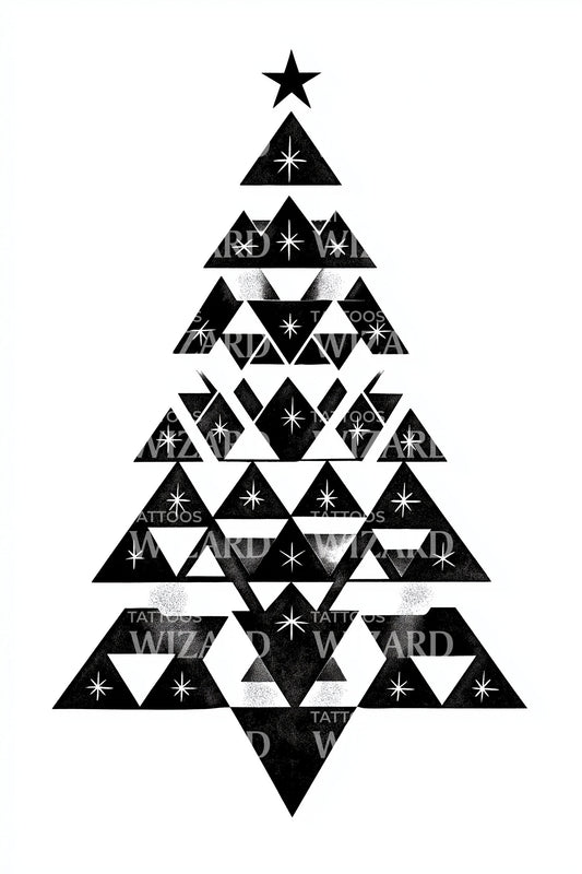 Triangular Pattern Christmas Tree Tattoo Design