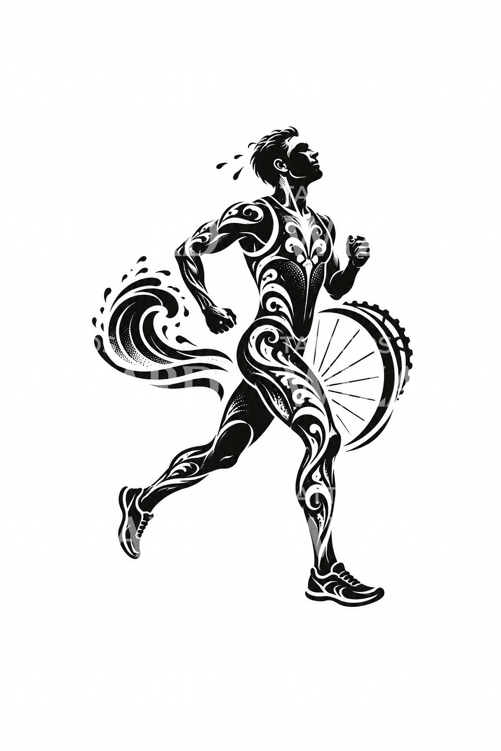 Triathlete Runner Silhouette Tattoo Design
