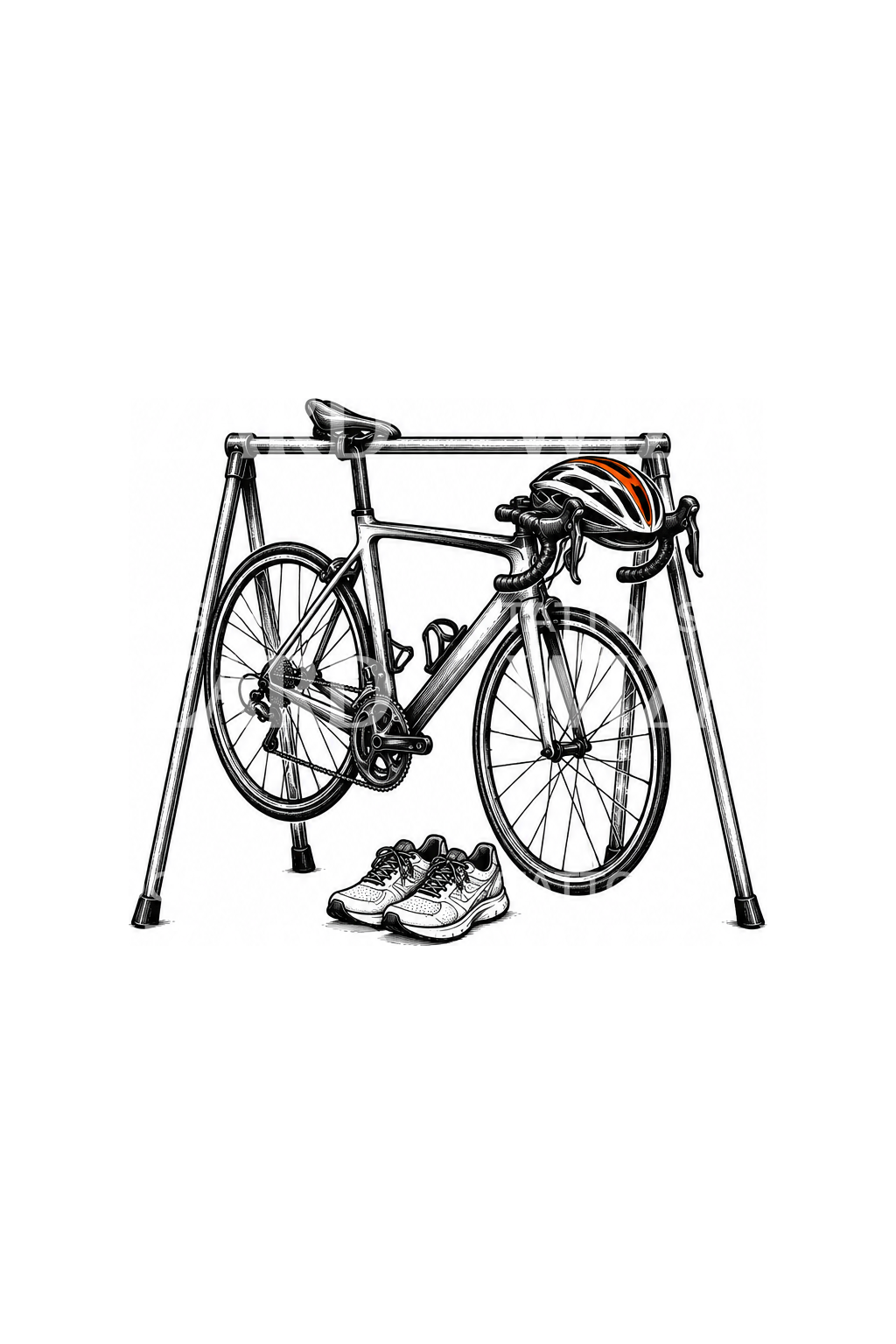 Triathlon Transition Rack Bike and Shoes Sketch – Tattoos Wizard Designs