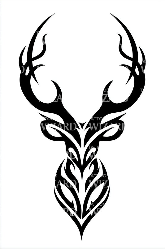 Tribal Antlers Emblem Tattoo Design