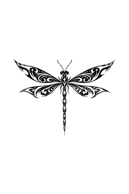 Tribal-Libellen-Tattoo mit Klingenflügeln
